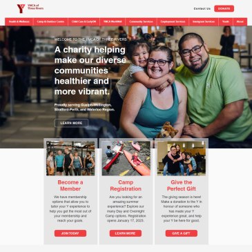 Screenshot of the YMCA of Three Rivers homepage